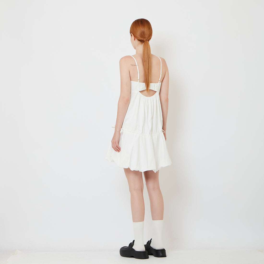 Women Bubble Hem Mini Dress - Off White - SW2609190A