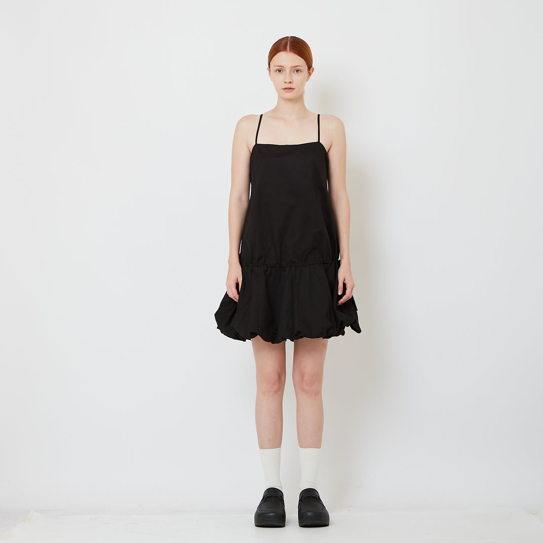 Women Bubble Hem Mini Dress - Black - SW2609190B