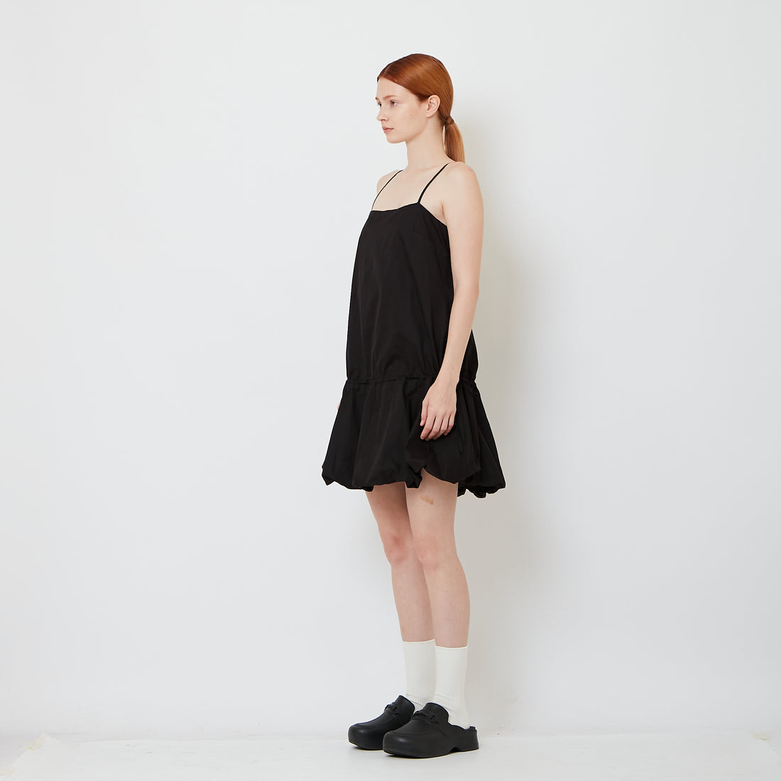 Women Bubble Hem Mini Dress - Black - SW2609190B