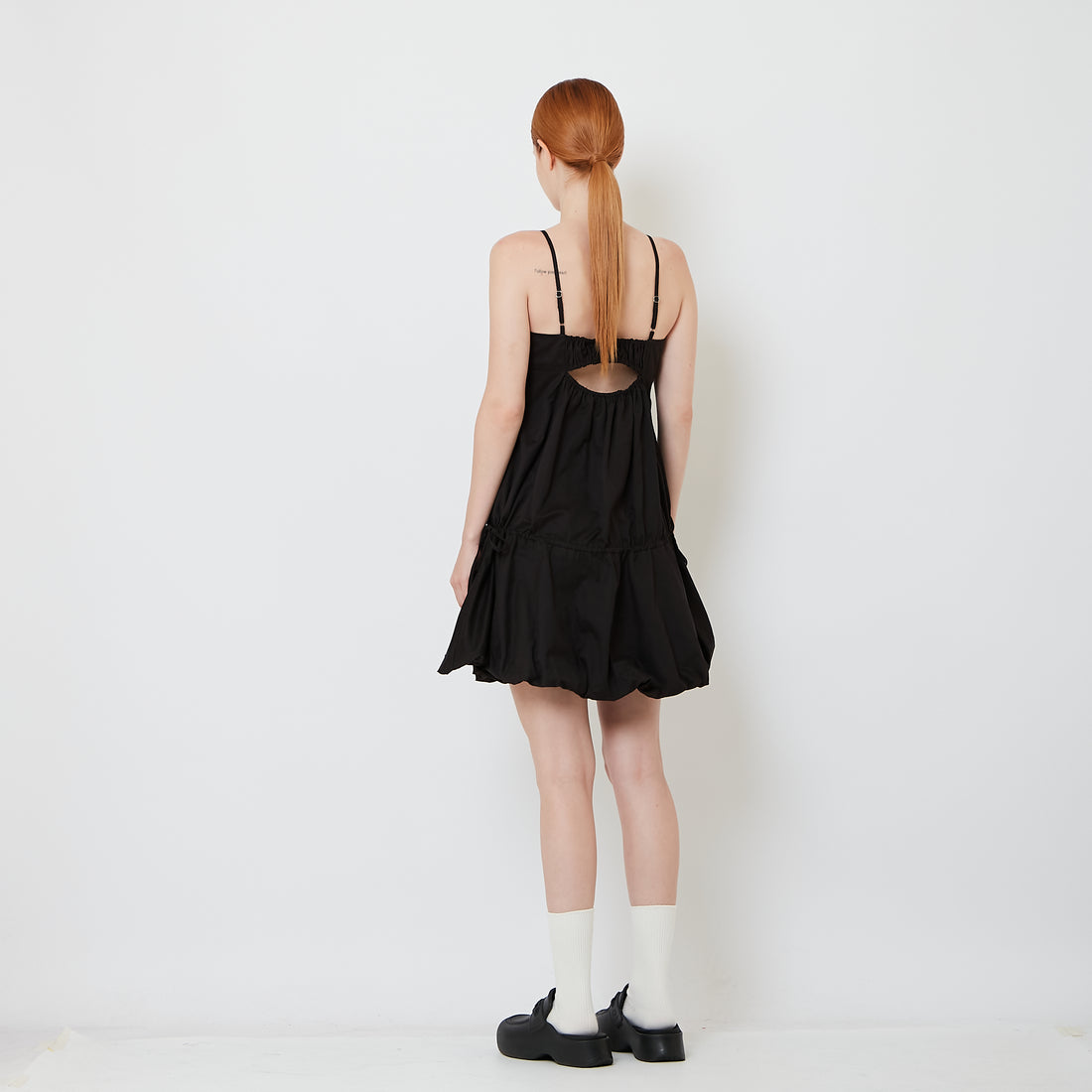 Women Bubble Hem Mini Dress - Black - SW2609190B