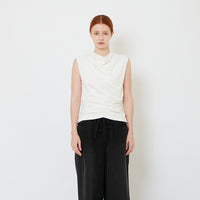 Mock Neck Draped Tank Top - Off White - SW2609237A
