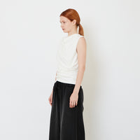 Mock Neck Draped Tank Top - Off White - SW2609237A