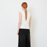 Mock Neck Draped Tank Top - Off White - SW2609237A