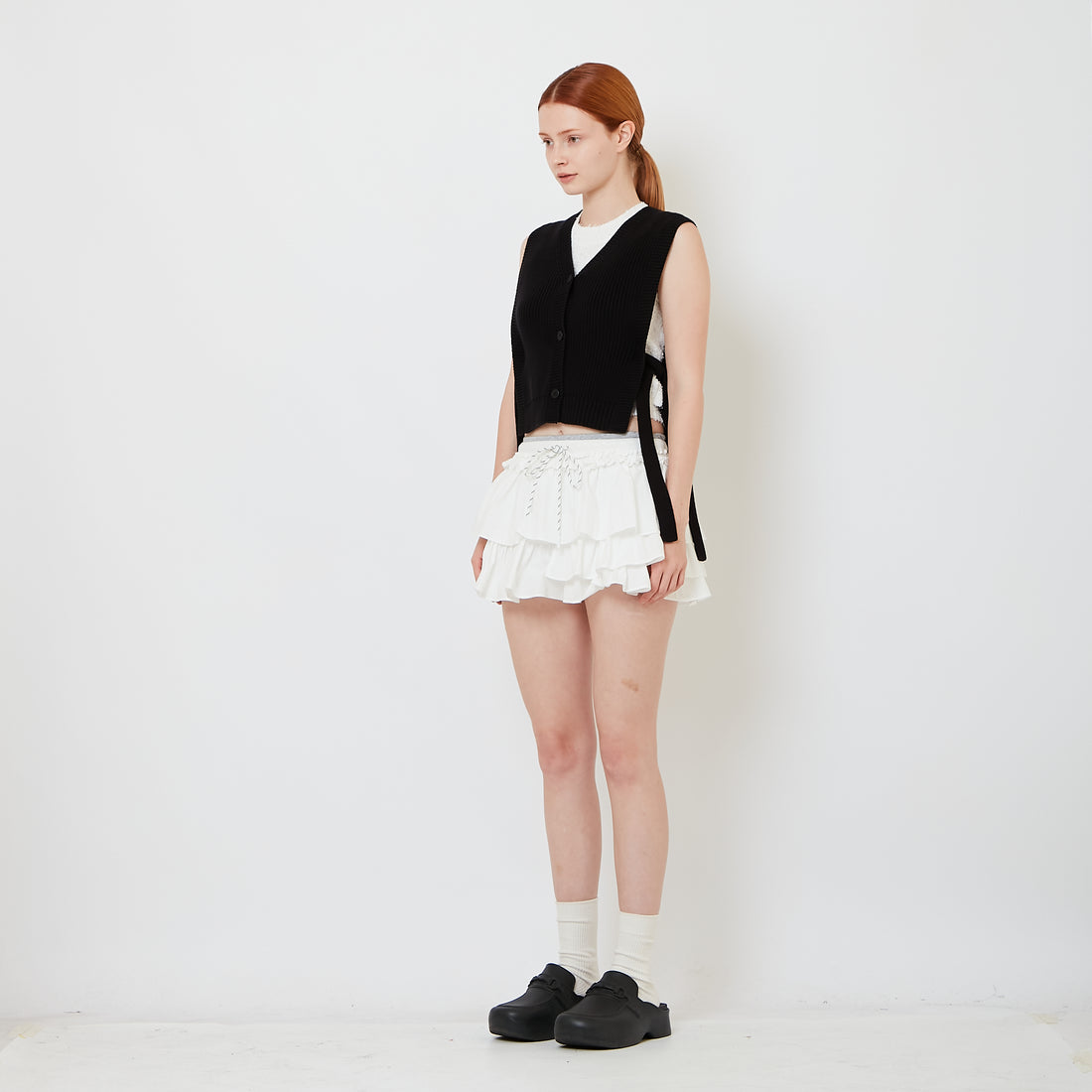 Women Double Waisted Ruffle Skirt - Off White - SW2609240A
