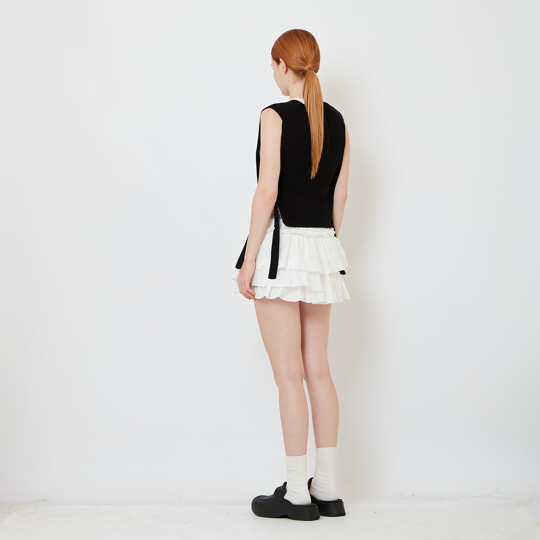 Women Double Waisted Ruffle Skirt - Off White - SW2609240A