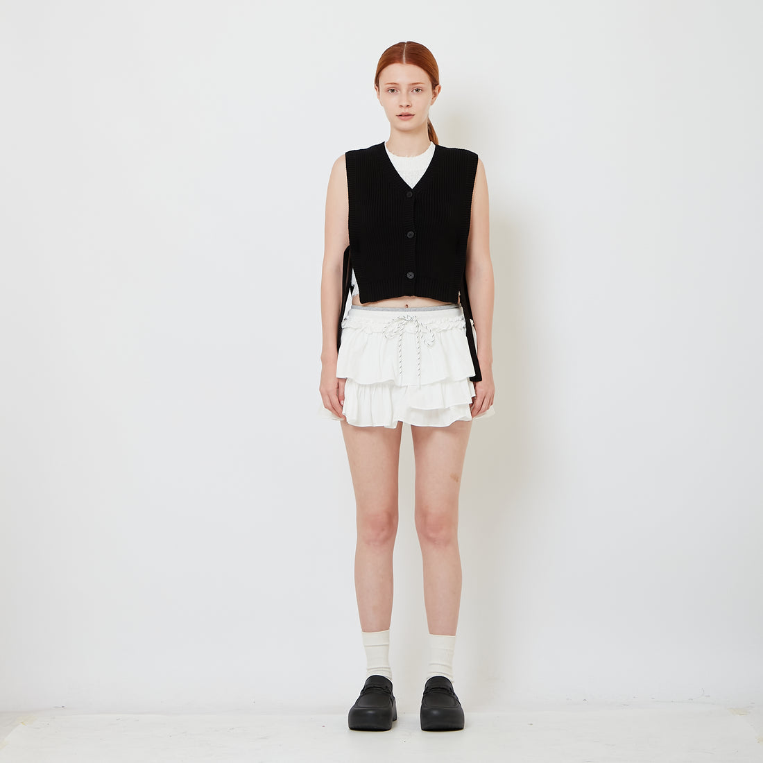 Women Double Waisted Ruffle Skirt - Off White - SW2609240A