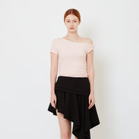 Women Off Shoulder Knit Top with Lace - Pink - SW2609241B