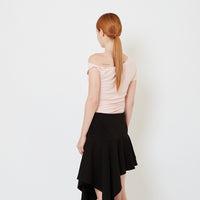Women Off Shoulder Knit Top with Lace - Pink - SW2609241B