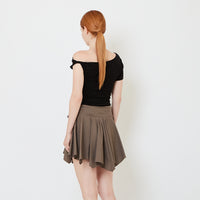 Women Off Shoulder Knit Top with Lace - Black - SW2609241C