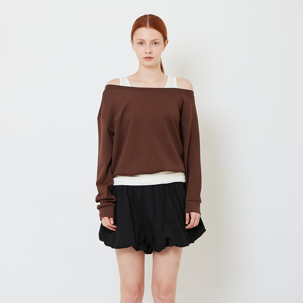 Women 2-in-1 Off Shoulder Top - Brown - SW2609243B