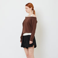 Women 2-in-1 Off Shoulder Top - Brown - SW2609243B