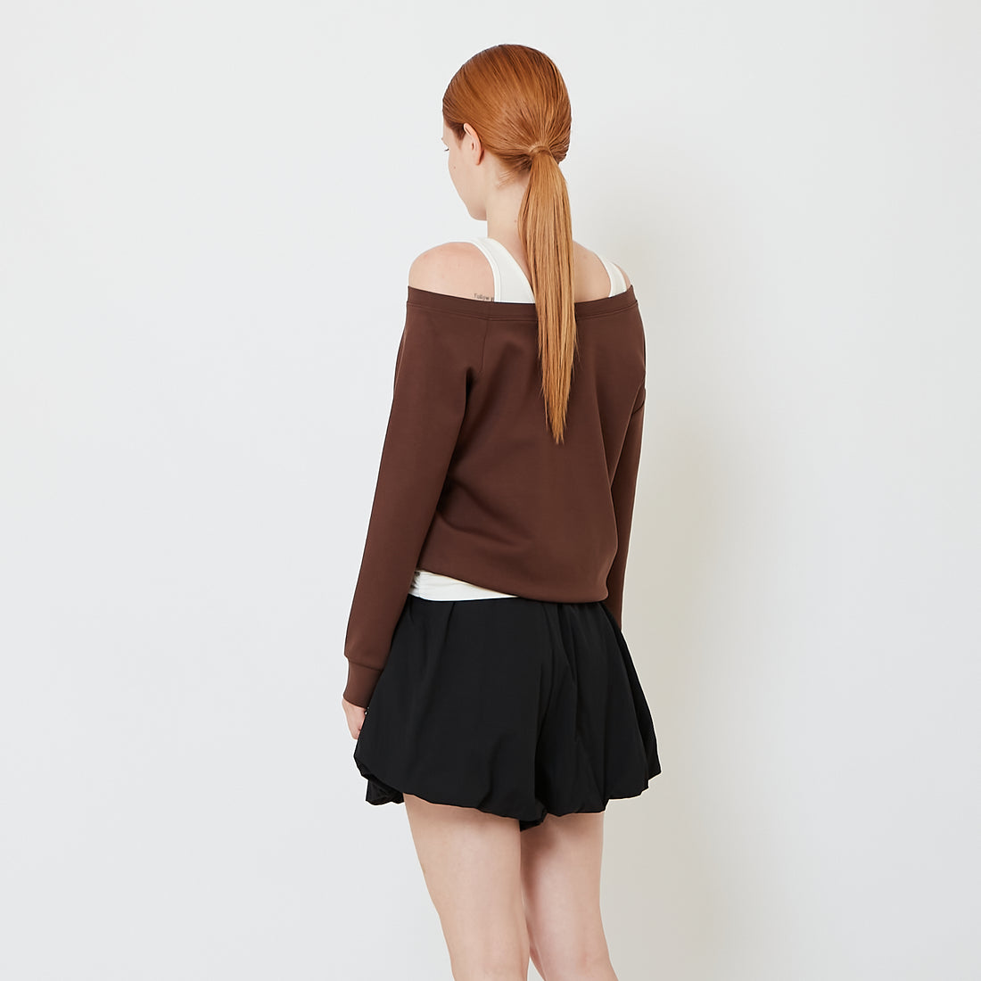 Women 2-in-1 Off Shoulder Top - Brown - SW2609243B