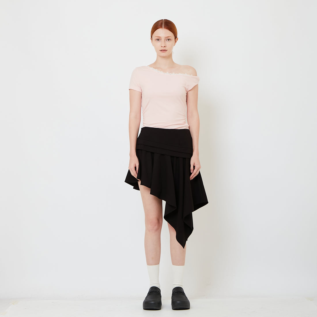 Women Asymmetrical Skirt - Black - SW2609246A