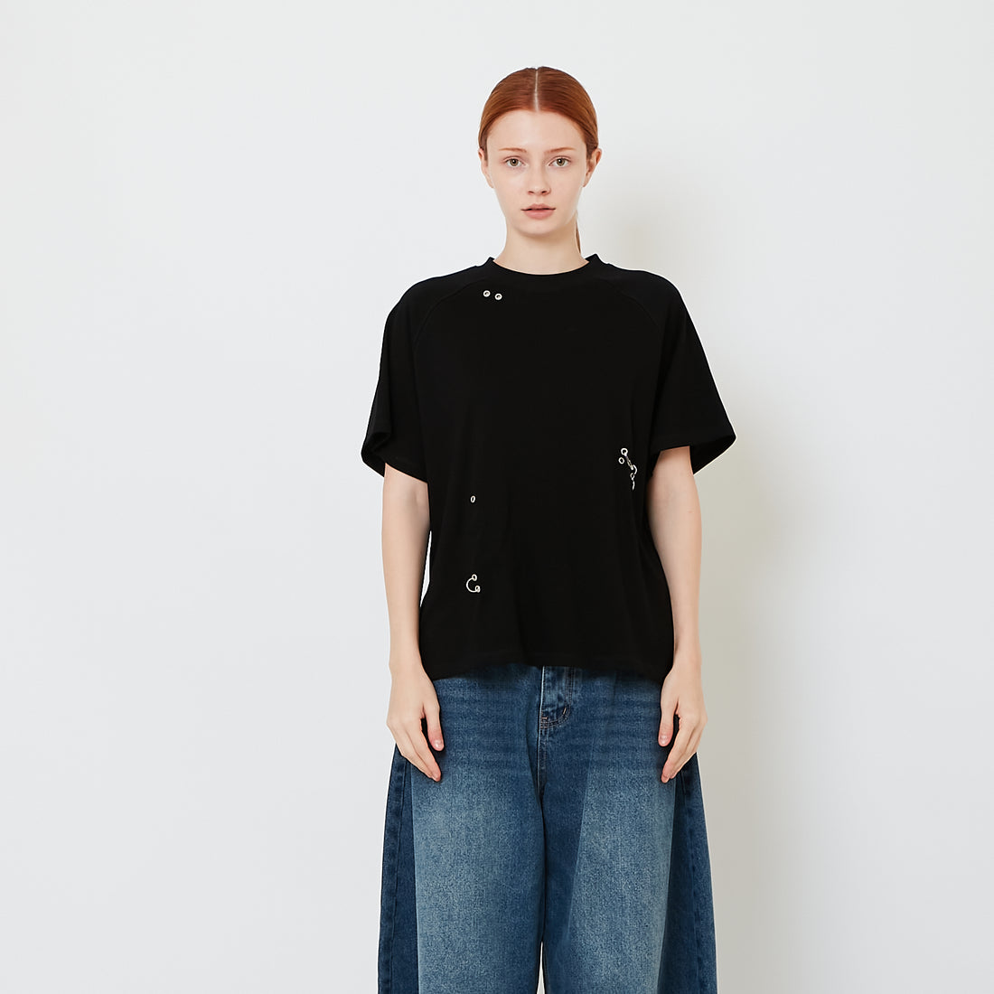 Women Oversized Raglan Knit Top - Black - SW2609250C
