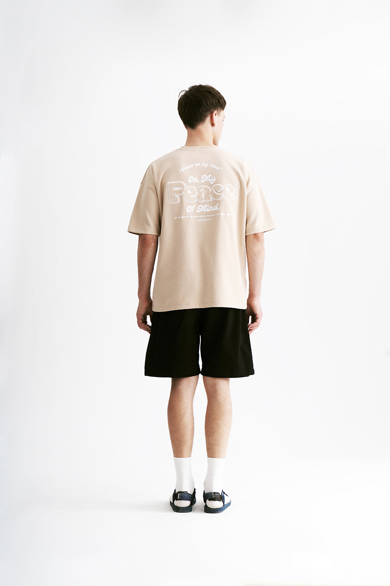 Men Embroidery Oversized Top - Beige - SM2210172B