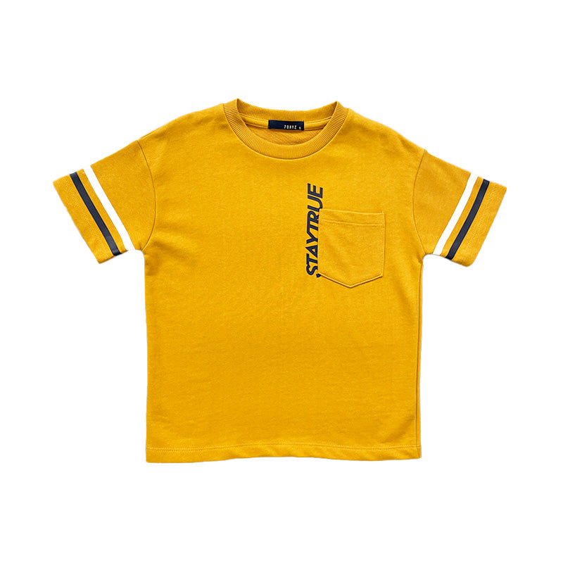 Boy Printed Oversized Pocket Tee
 - Golden - SB2212129B