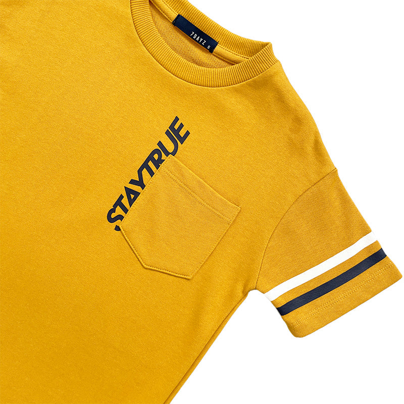 Boy Printed Oversized Pocket Tee
 - Golden - SB2212129B