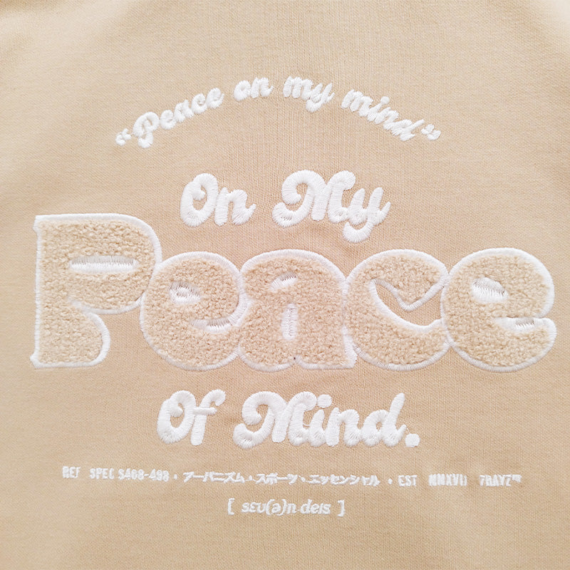 Boy Embroidery Oversized Hoodie - Beige - SB2301157B