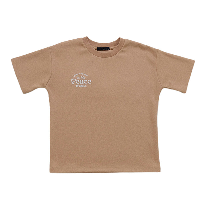 Boy Embroidery Oversized Top - Beige - SB2301158B