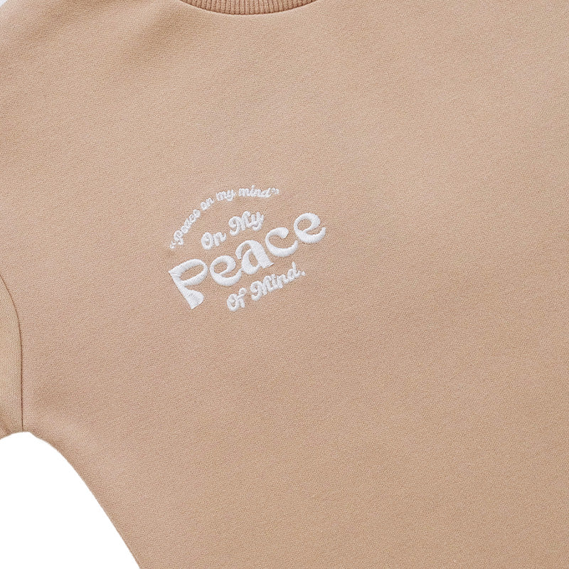 Boy Embroidery Oversized Top - Beige - SB2301158B