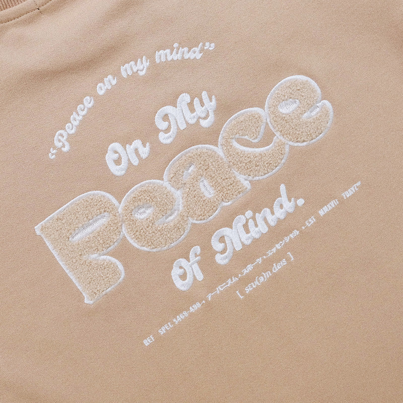 Boy Embroidery Oversized Top - Beige - SB2301158B