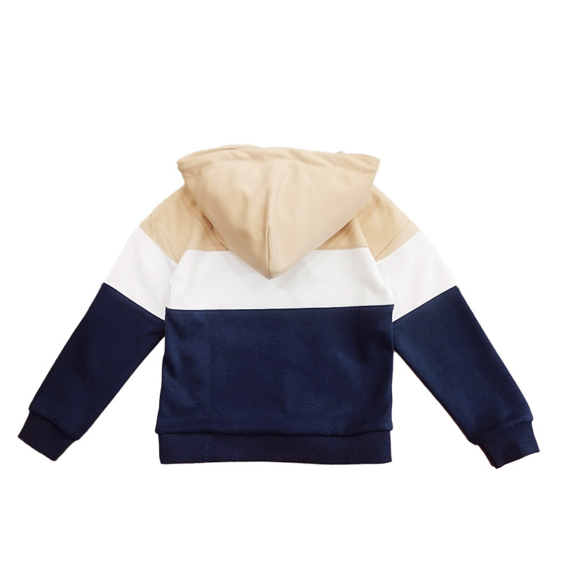 Boy Colour Block Oversized Hoodie - Beige - SB2302167A