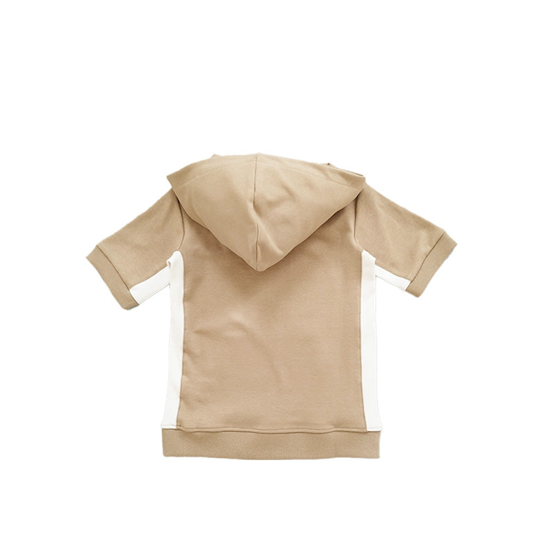 Boy Contrast Printed Hoodie - Khaki - SB2303180A