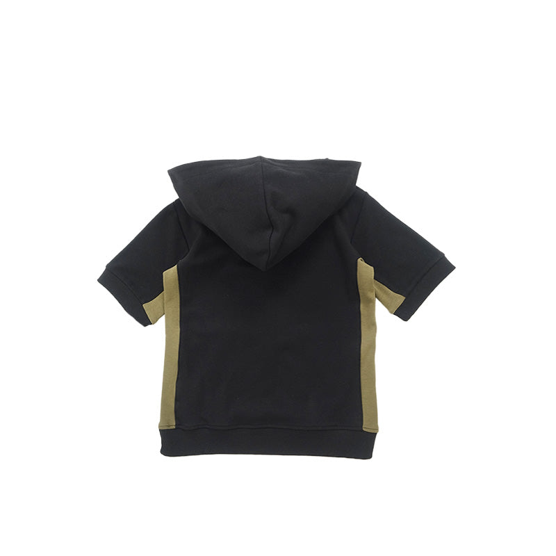 Boy Contrast Printed Hoodie - Black - SB2303180B