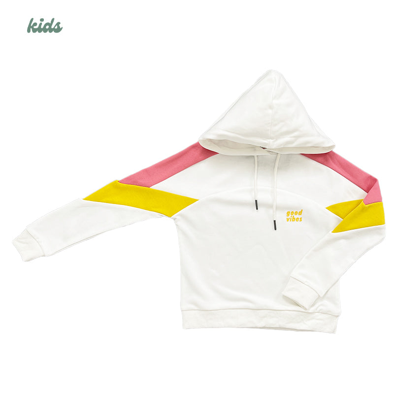 Girl Contrast Panelled Hoodie - Off White - SG2211130Z