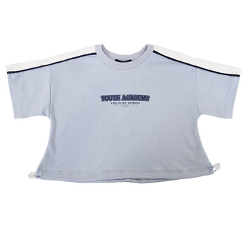 Girl Graphic Cropped Top - Light Blue - SG2210114B