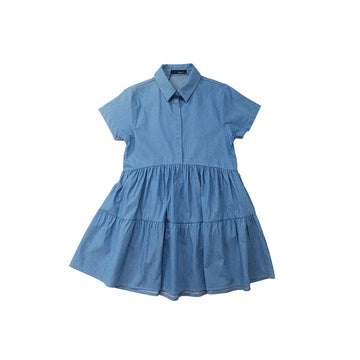 Girl Tiered Dress - Light Blue - SG2210117B