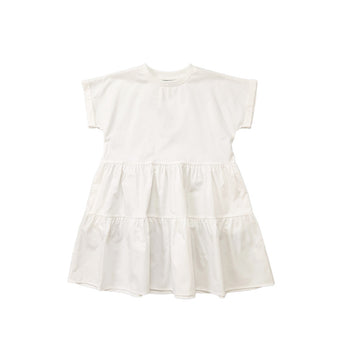 Girl Tiered Dress - Off White - SG2211129A