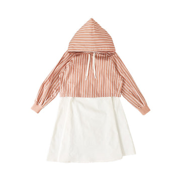 Girl Striped 2 in 1 Hoodie Dress - Blush - SG2212137A