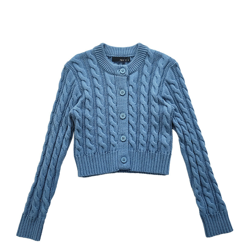 7dayz girl cable knit cropped cardigan blue sg2212139b