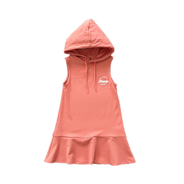 Girl Sleeveless Hooded Dress - Dark Pink - SG2301012A