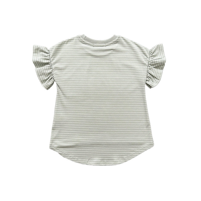 Girl Striped Top - Light Green - SG2302022A