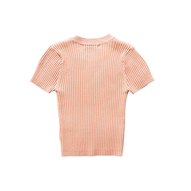 Girl Yarn Knit Top - Soft Pink - SG2302043A