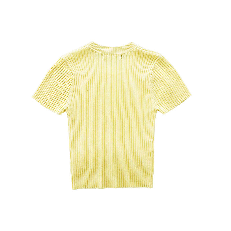 Girl Yarn Knit Top - Light Yellow - SG2302043B