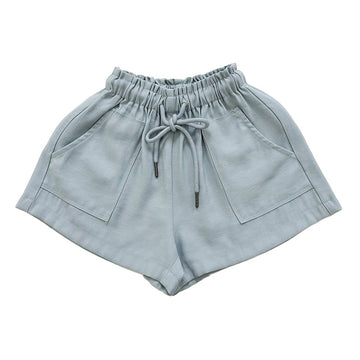 Girl Elastic Waist Basic Shorts - Light Blue - SG2303038A