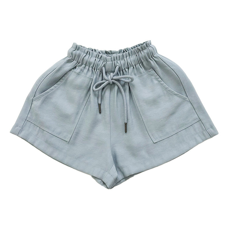 Girl Elastic Waist Basic Shorts - Light Blue - SG2303038A