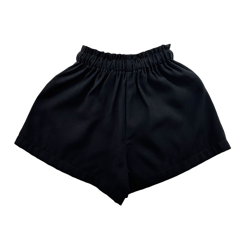 Girl Elastic Waist Basic Shorts - Black - SG2303038B