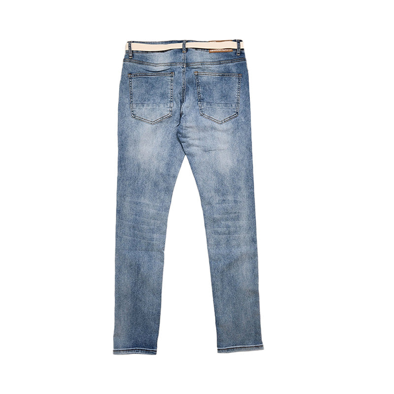 Men Skinny Long Jeans With Belt - Light Blue - SM2211149A