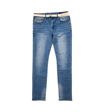 Men Skinny Long Jeans With Belt - Blue - SM2211149B