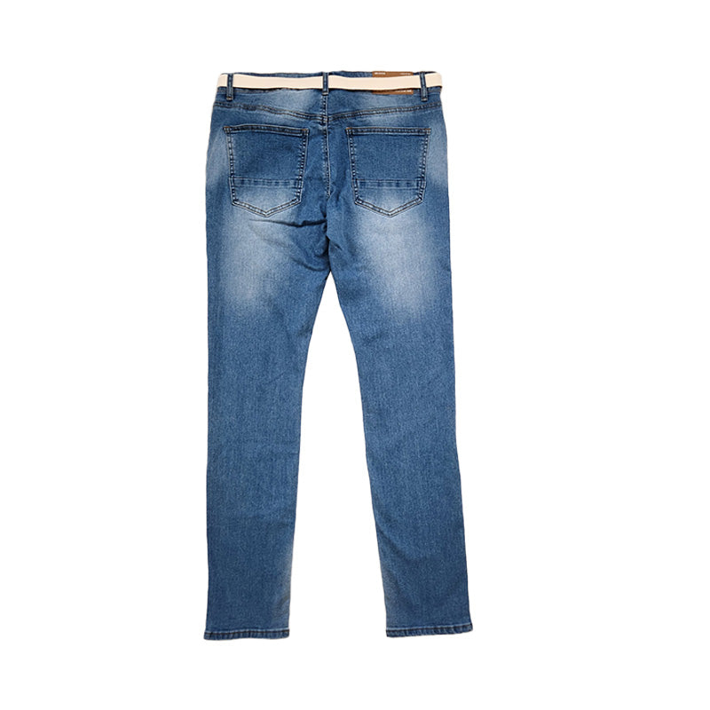 Men Skinny Long Jeans With Belt - Blue - SM2211149B