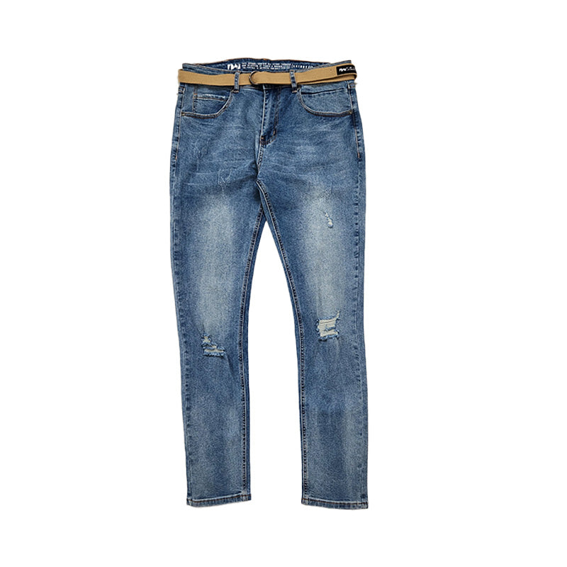 Men Skinny Long Jeans With Belt - Blue - SM2211171A