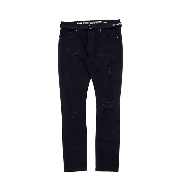 Men Skinny Long Jeans With Belt - Black - SM2211171B