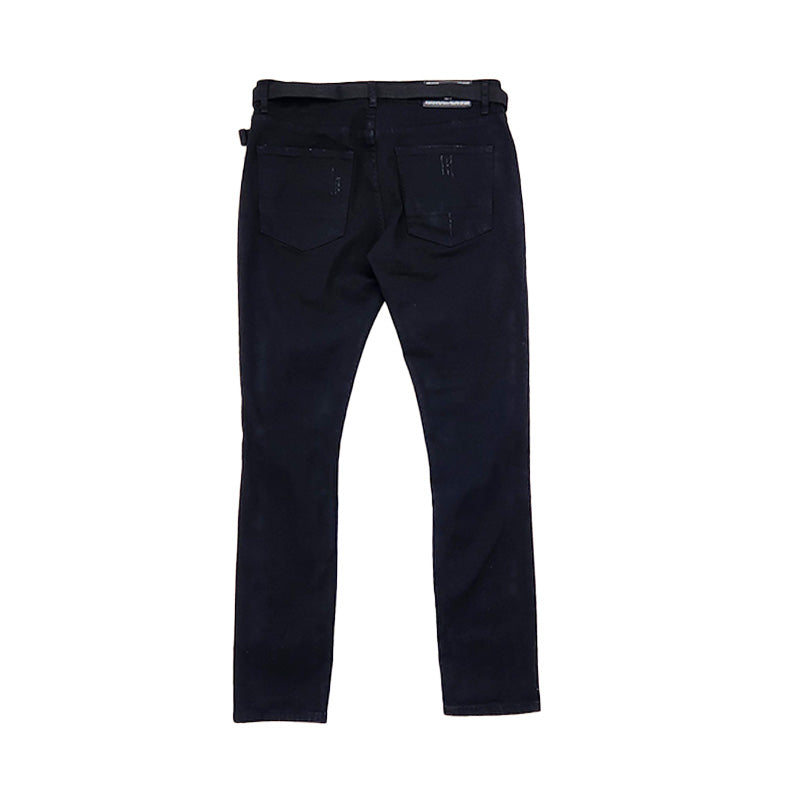 Men Skinny Long Jeans With Belt - Black - SM2211171B