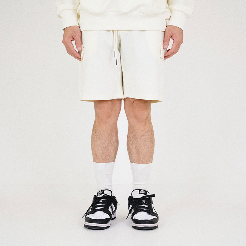 Men Cargo Sweat-Shorts - Ivory - SM2212155A