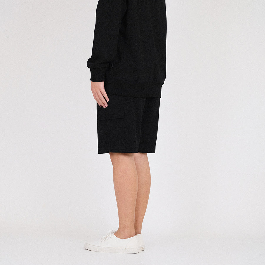 Men Cargo Sweat-Shorts - Black - SM2212155D