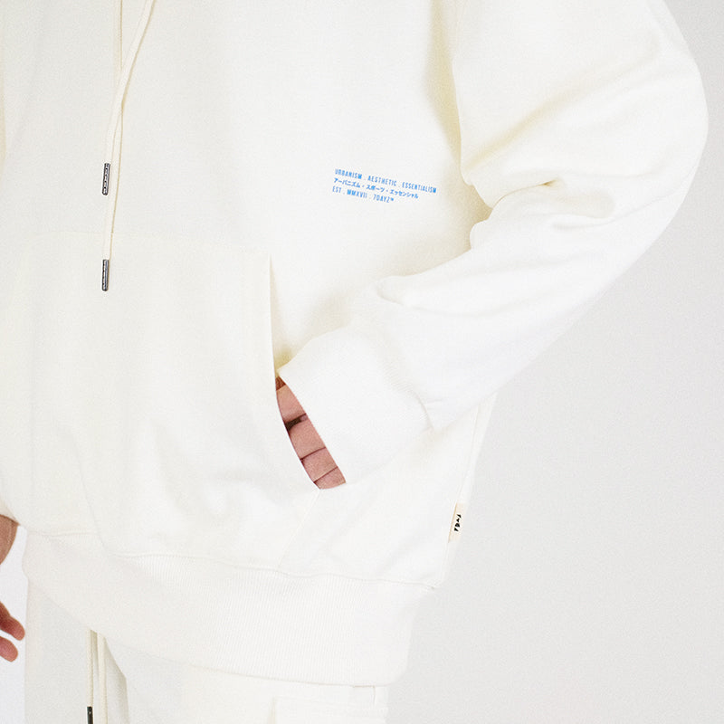 Men Printed Oversized Hoodie - Ivory - SM2212157A